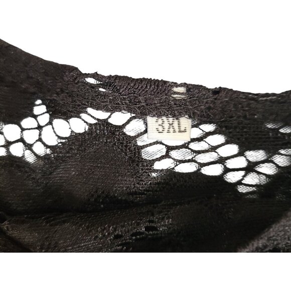 Little Black Dress Lace Empire Waist 3XL Scoop Neck 3/4 Sleeves Midi Length - Picture 3 of 9